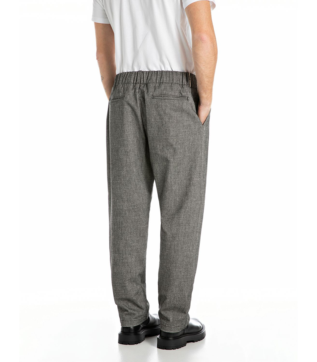 ヘリンボーンドローストリングテーパードフィットパンツ（セットアップ） 詳細画像 グレー 2